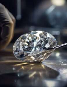 a diamond undergoes meticulous cutting and polishing